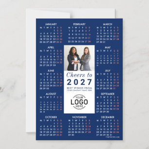 Logo-Foto-Navy-Blue-Kalender 2027 Magnetkarte Magneteinladung