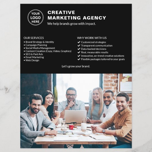 Logo-Foto QR Black Marketing Creative Business Flyer (Vorne)