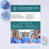 Logo-Foto-QR-Code der Physiotherapie-Klinik in Tür Flyer (Einzeln)