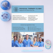 Logo-Foto-QR-Code der Physiotherapieklinik in Blau Flyer (Einzeln)