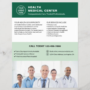 Logo-Foto QR Grün Arzt Gesundheitsklinik Flyer