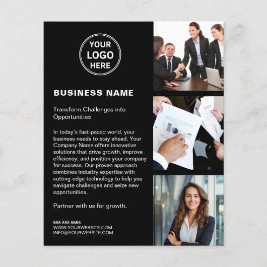 Logo-Foto QR Modernes Black Corporate Business Flyer (Vorne)