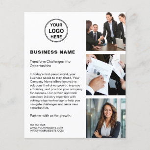 Logo-Foto QR Modernes Weißes Unternehmen Flyer