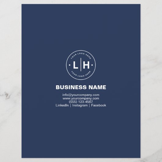 Logo-Foto QR Navy Blue Beruflich Business Flyer (Hinten)