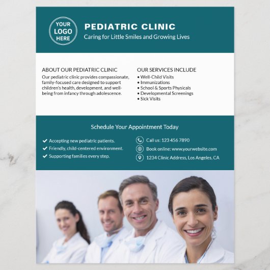 Logo-Foto-QR-Teal Kinderklinik Flyer (Vorne)