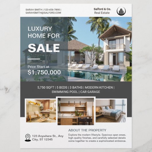 Logo Foto Real Anwesen House for Sale Template Flyer (Vorne)