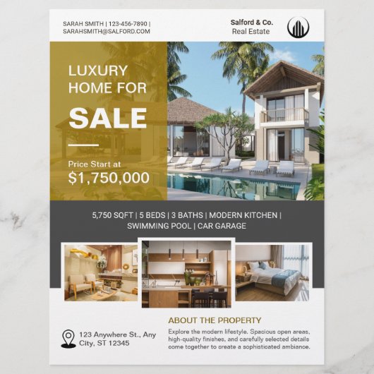 Logo Foto Real Anwesen House for Sale Template Flyer (Vorne)