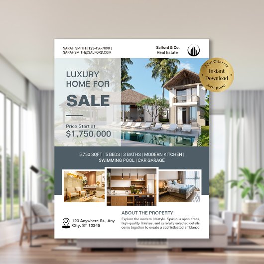 Logo Foto Real Anwesen House for Sale Template Flyer