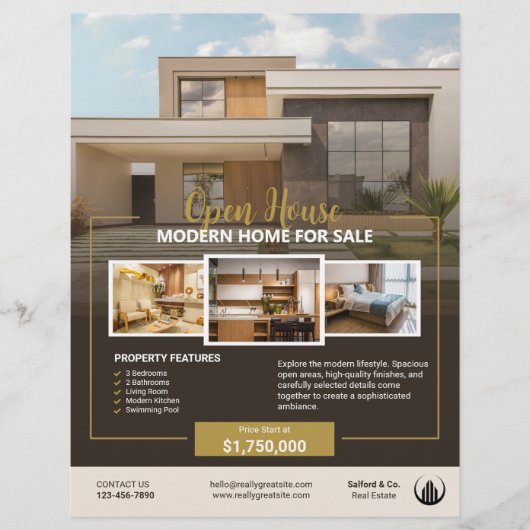 Logo Foto Real Anwesen Open House Vorlage Flyer (Vorne)