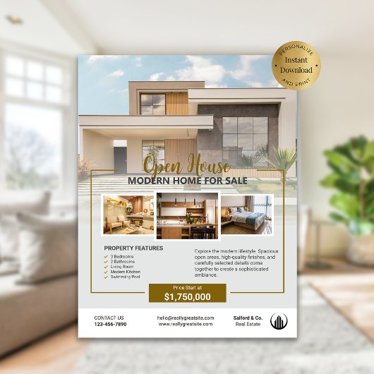 Logo Foto Real Anwesen Open House Vorlage Flyer