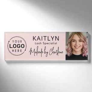 Logo Foto Rosafarbenes Skript Make-up Namenschild