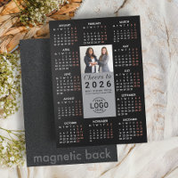 Logo Foto Sleek Black Calendar 2026 Magnetkarte
