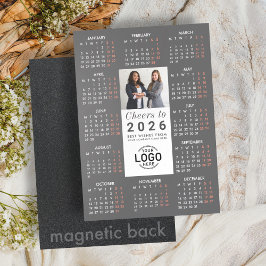 Logo Foto Sleek Gray Kalender 2026 Magnetkarte Magneteinladung
