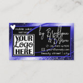 Logo Foto Vorlage Stilvolles Blue Frame Herz Luxe Visitenkarte (Rückseite)