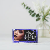 Logo Foto Vorlage Stilvolles Blue Frame Herz Luxe Visitenkarte (Stehend Vorderseite)