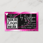Logo Foto Vorlage Stilvolles Rosa Rahmen Herz Luxe Visitenkarte (Rückseite)