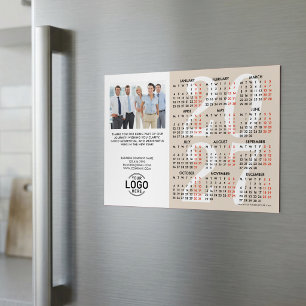 Logo-Foto-Weiß-Beiger Kalender 2027 Magnetkarte Magneteinladung