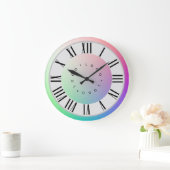 Logo-Foto Zwei Regenbogenscheiben Roman Numerale M Große Wanduhr (Zuhause)