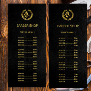 Logo-Friseur Gold schwarzes Leder Menü