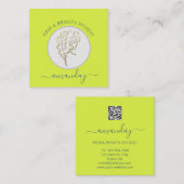 Logo-Friseur Makeup Artist Gelber QR-Code Quadratische Visitenkarte (Vorne/Hinten)