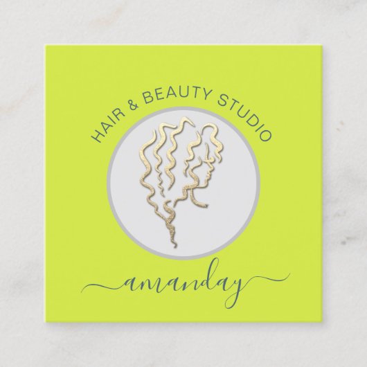 Logo-Friseur Makeup Artist Gelber QR-Code Quadratische Visitenkarte (Vorderseite)