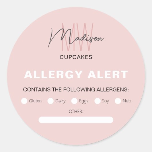 Logo für Allergie-Warnbäckerei Monogram Runder Aufkleber (Vorderseite)