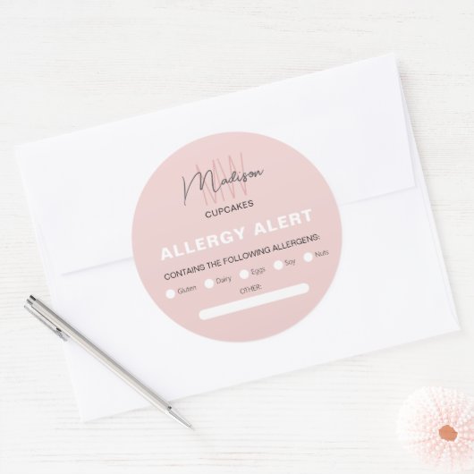 Logo für Allergie-Warnbäckerei Monogram Runder Aufkleber (Umschlag)