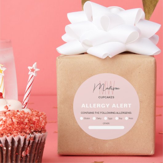 Logo für Allergie-Warnbäckerei Monogram Runder Aufkleber (Party)