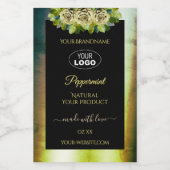 Logo für Aquamarin grüne, schwarze, florale Markie Lebensmitteletikett (Einzelnes Label)