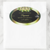 Logo für Aquamarin grüne, schwarze, florale Markie Ovaler Aufkleber (Tasche)