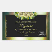 Logo für Aquamarin grüne, schwarze, florale Markie Rechteckiger Aufkleber (Vorderseite)