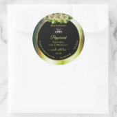 Logo für Aquamarin grüne, schwarze, florale Markie Runder Aufkleber (Tasche)