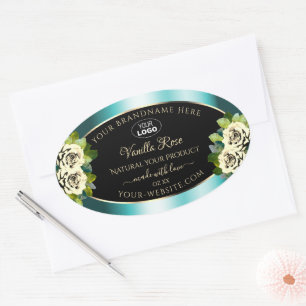 Logo für Aquamarine Schwarze-Gold-Produktmarken mi Ovaler Aufkleber