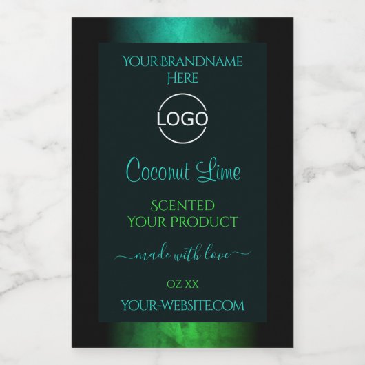 Logo für aquamarine und grüne Marmorplatten Lebensmitteletikett (Einzelnes Label)