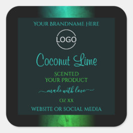 Logo für aquamarine und grüne Marmorplatten Quadratischer Aufkleber