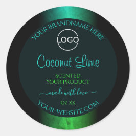 Logo für aquamarine und grüne Marmorplatten Runder Aufkleber