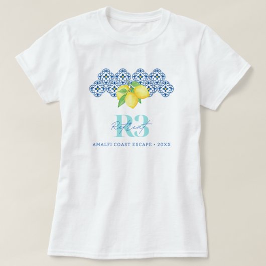 Logo für Aquarellfarben Lemon Mediterranean Tile C T-Shirt (Design vorne)