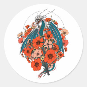 Logo für asiatische Drachen Runder Aufkleber