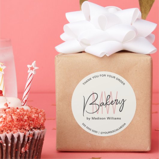 Logo für Bäckereien für Monogramm Runder Aufkleber (Party)