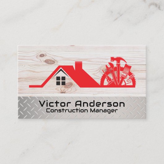 Logo für Bau- und Renovierungswerkzeuge | Hausreno Visitenkarte (Vorderseite)