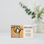 Logo für Baumaschinen | Holzstäbe schneiden Visitenkarte (Stehend Vorderseite)