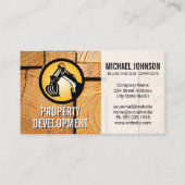 Logo für Baumaschinen | Holzstäbe schneiden Visitenkarte (Vorderseite)