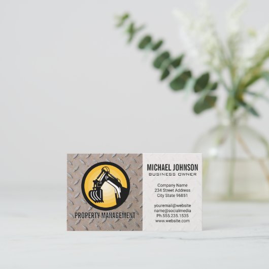 Logo für Baumaschinen | Steel Visitenkarte (Stehend Vorderseite)