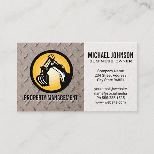 Logo für Baumaschinen | Steel Visitenkarte (Vorderseite)