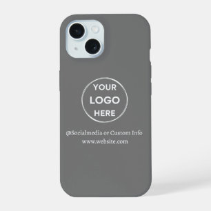 Logo für benutzerdefinierte graue Unternehmen iPhone 15 Hülle
