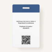 Logo für benutzerdefinierte Mitarbeiter, Foto, Qr- Ausweis (Rückseite)