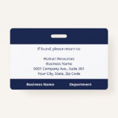 Logo für benutzerdefinierte Mitarbeiter Navy Blue  Ausweis (Rückseite)