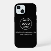 Logo für benutzerdefinierte schwarze Unternehmen iPhone 15 Hülle (Rückseite)