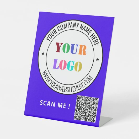 Logo für benutzerdefinierte Unternehmen und QR-Cod Sockelschild (Vorderseite)