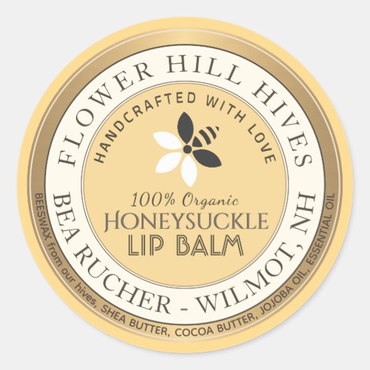 Logo für Bienen und Blume Runder Aufkleber (Vorderseite)